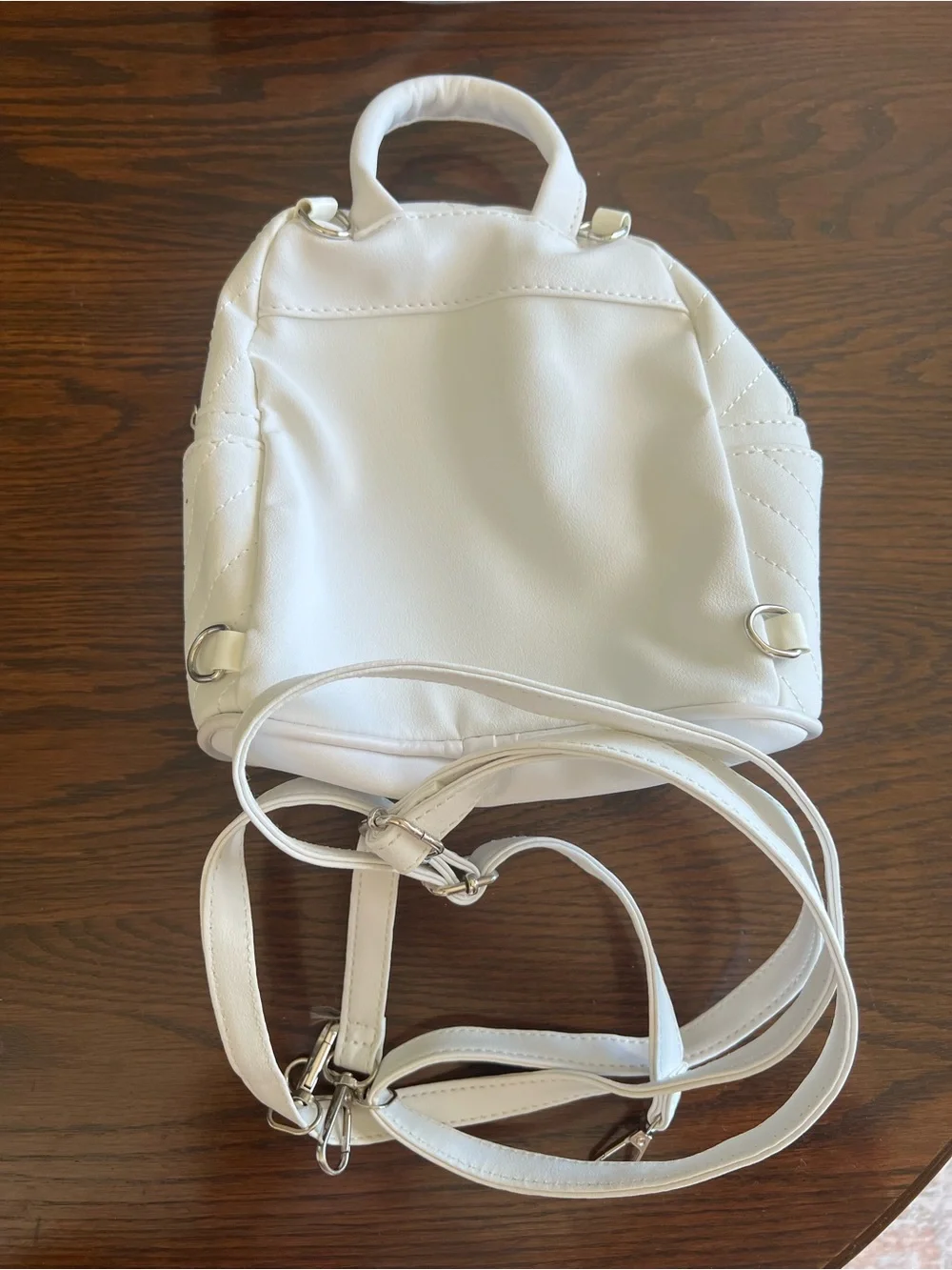 Kids White & Pink Girl Mini Backpack with Star Accents